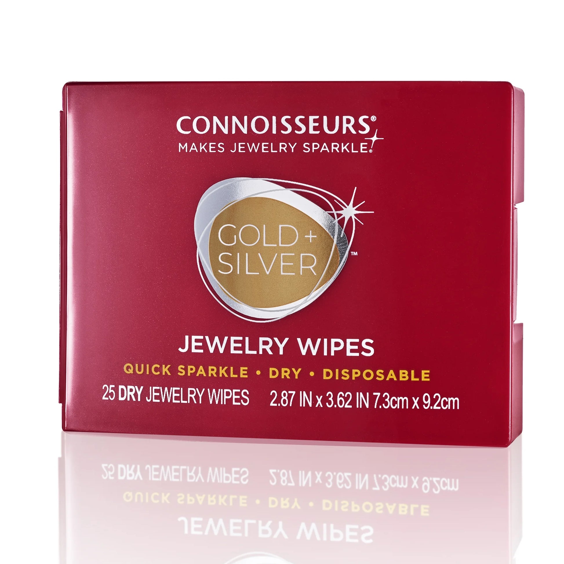 Gold & Silver Jewelry Cleaning Wipes, Red Compact, 25Ct Dry Disposable Wipes Clean and Polish Gold and Silver Jewelry